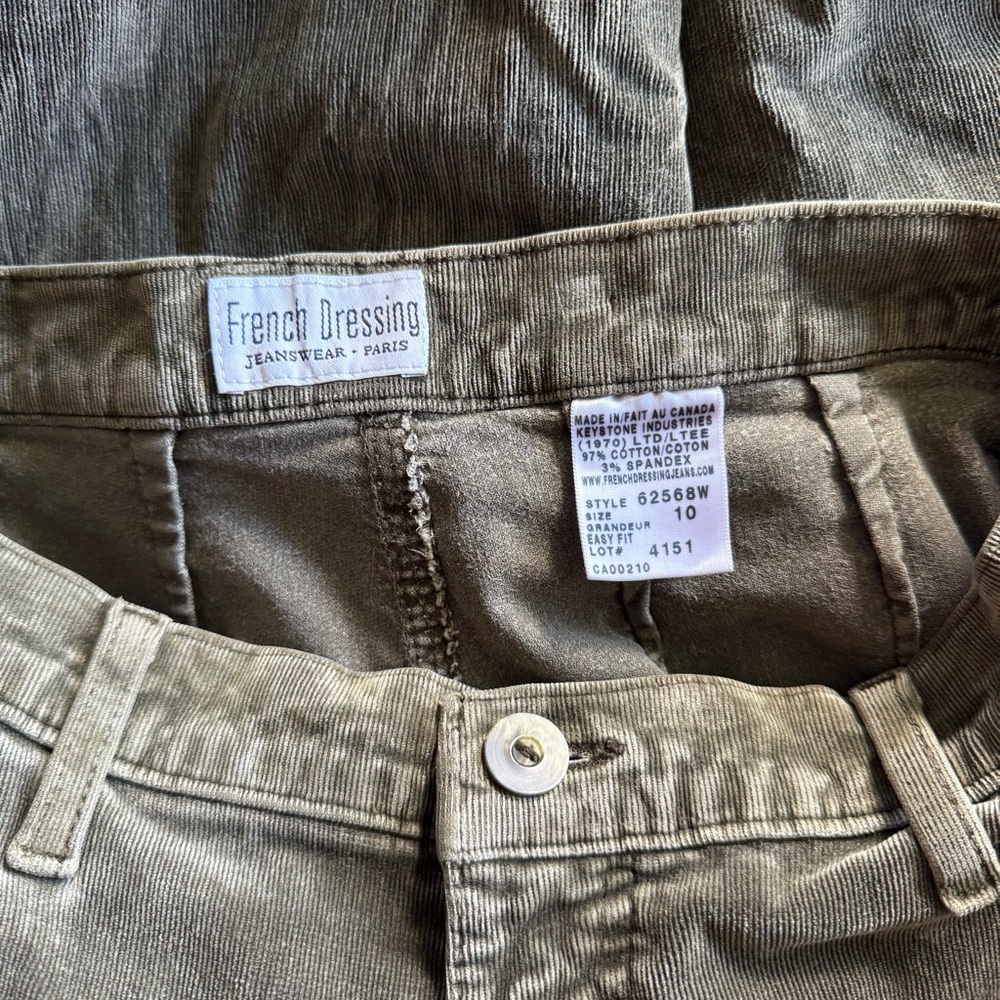 FDJ French Dressing Jeanswear Vintage Olive Green Corduroy Shacket and Pant Set - Picture 11 of 11